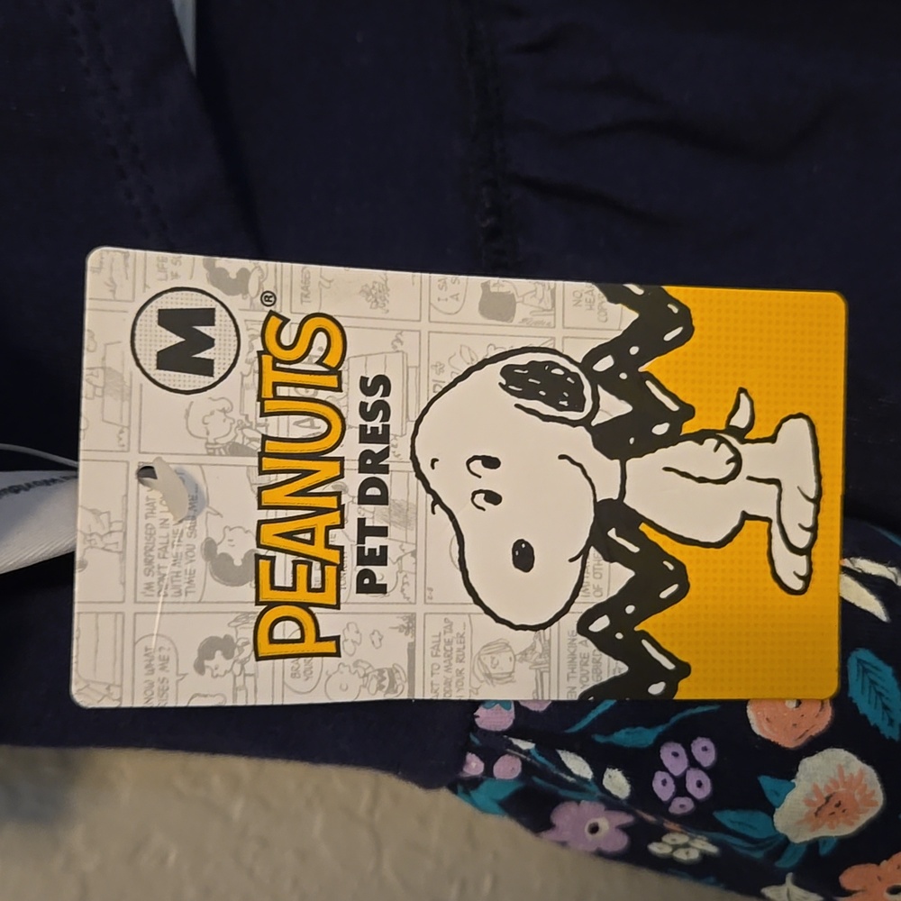 Peanuts Navy Pet Dress with Floral Accents, Size Medium - Picture 5 of 5